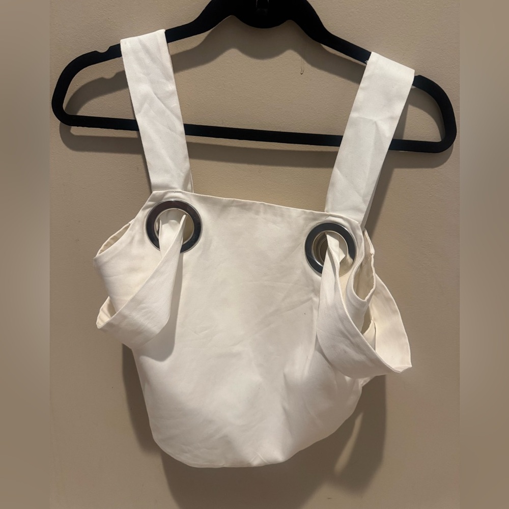 Zara White stylish with silver accent CropTop and Cut Out Design